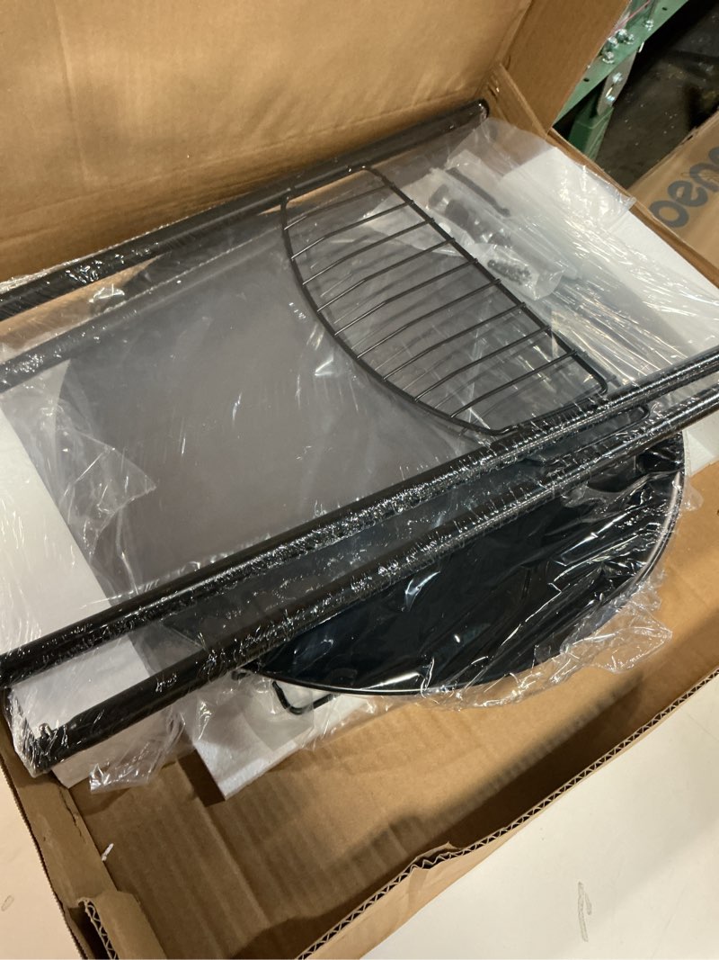 Condition photo showing Good Condition for Small Outdoor Side Table, 2-Tier Round Metal Patio Table, Accent Table Waterproof, Weather Resistant End Table for Yard Porch Pool Balcony Garden Bedside (Black)