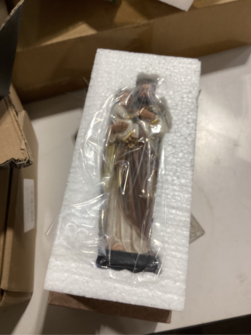 Condition photo showing New/Like New for bc catholic st. joseph and child jesus statue, 6" h hand-painted fine details catholic figurine, patron saint of family, religious gift for baptism, mini religious home decor full color 6 inches h