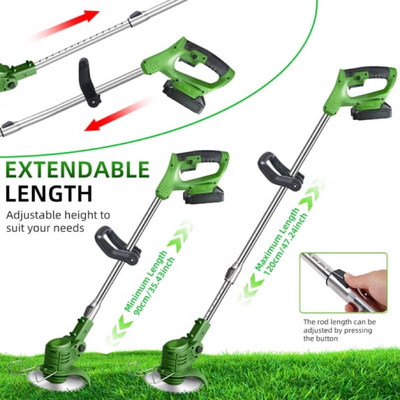  the latest small portable cordless electric lawn mower/lawn cutter with 2 high-capacity lithium batteries and 3 types of blades, many gifts, multi-function weed cutter for yard and garden(green)