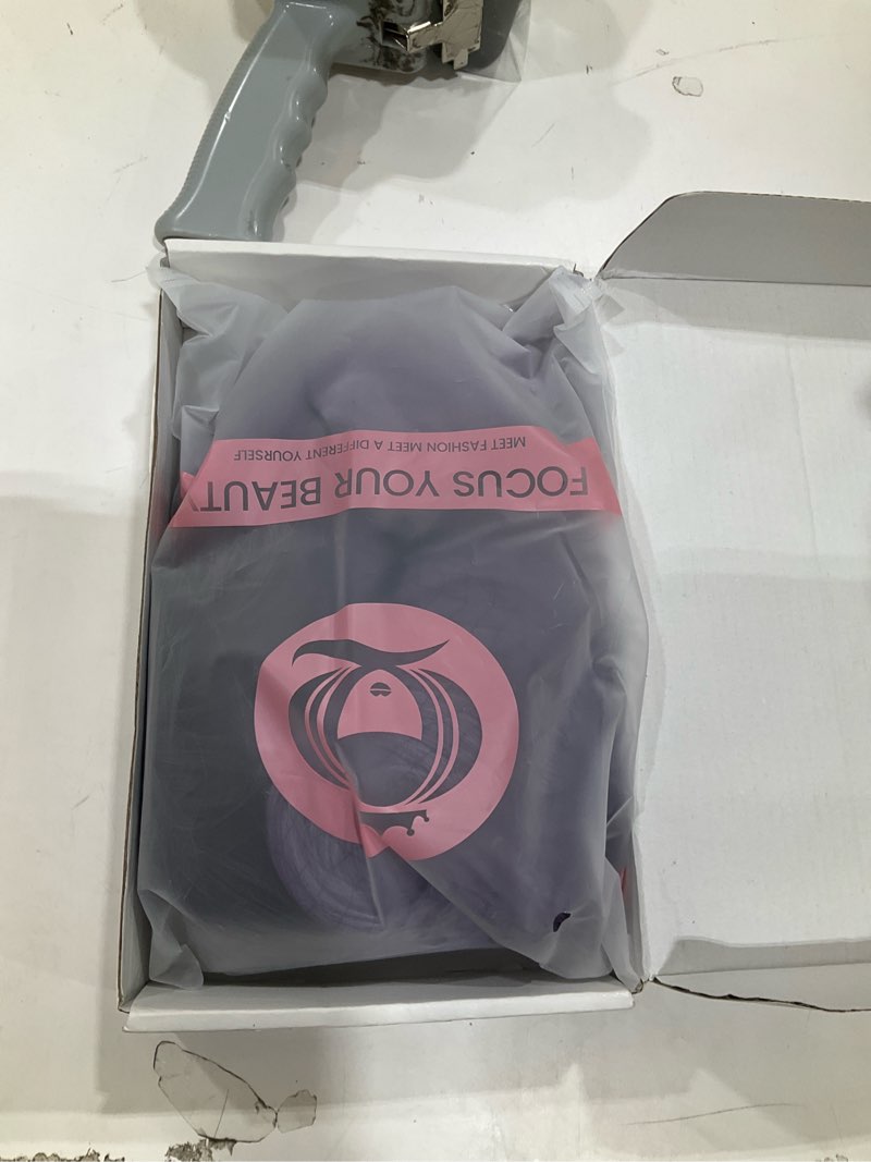 Condition photo showing Good Condition for park yun long wavy ombre purple wigs with bangs 28 inch light purple hair wig with dark root natural looking looking synthetic heat resistant wigs for women ombre purple 28in