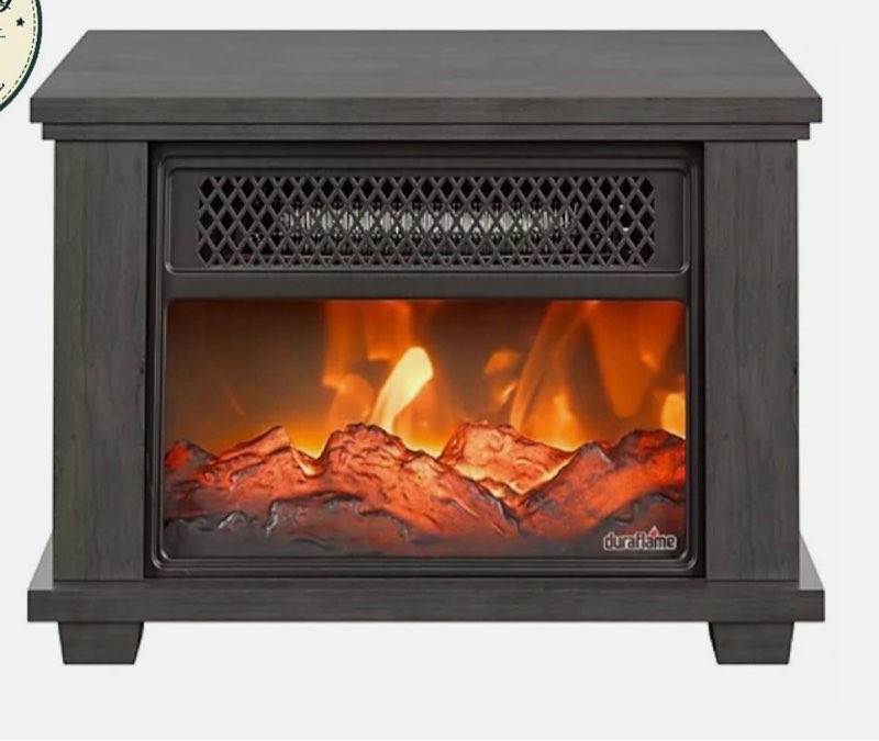 duraflame tabletop stove heater white/waxy weathered pine top 
