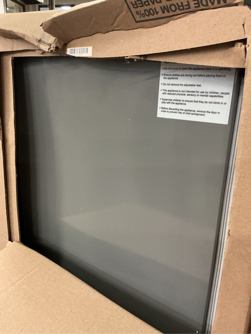 Condition photo showing As Is for equator 7.6cf smart steam dryer closet 4 moving hangers quick20 refresh wrinkle free in stainless steel