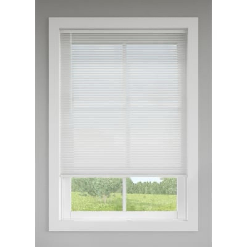  LEVOLOR Trim+Go 1-in Slat Width 72-in x 72-in Cordless White Vinyl Room Darkening Mini-blinds