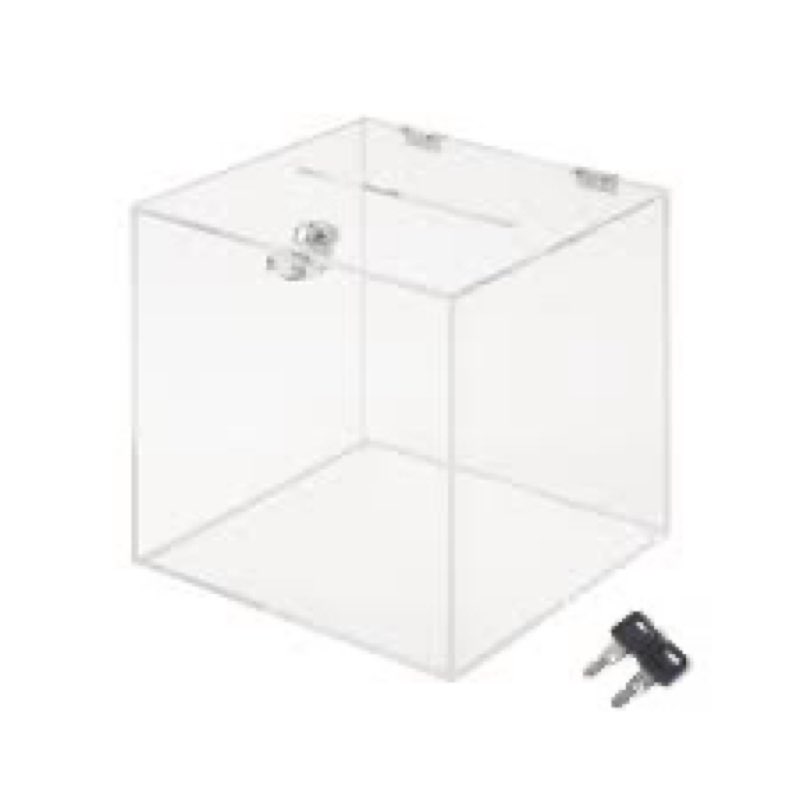 CiaoHER Acrylic Donation Box 12x12x12 inches, Ballot Suggestion Box Money Storage Container for Voti