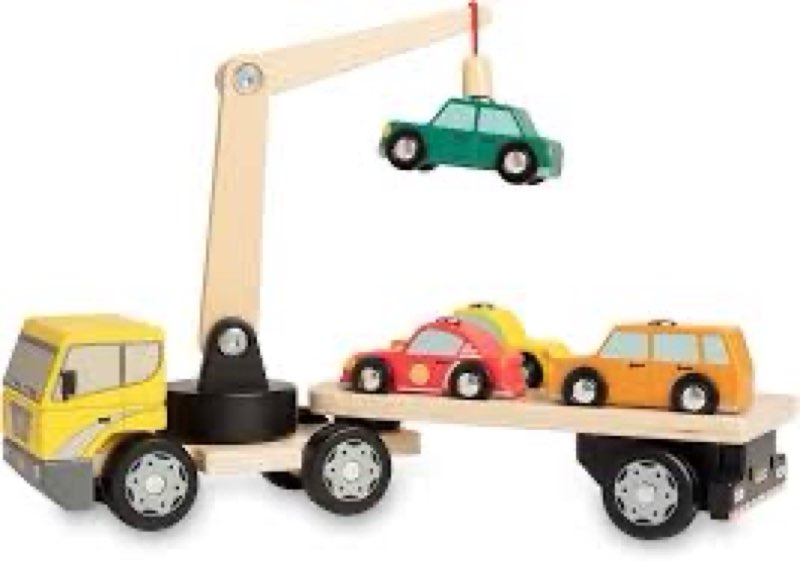 Nene Toys Magnetic Car Loader with 4 Cars and 1 Semi-Trailer Wooden Truck for Kids 3+ Year Old - Int