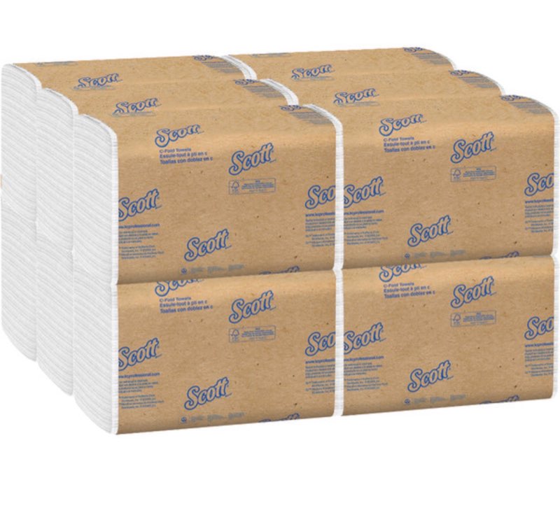 scott essential c-fold towels  absorbency pockets  10 1/8x13 3/20  white  200/pack  12 pk/ct