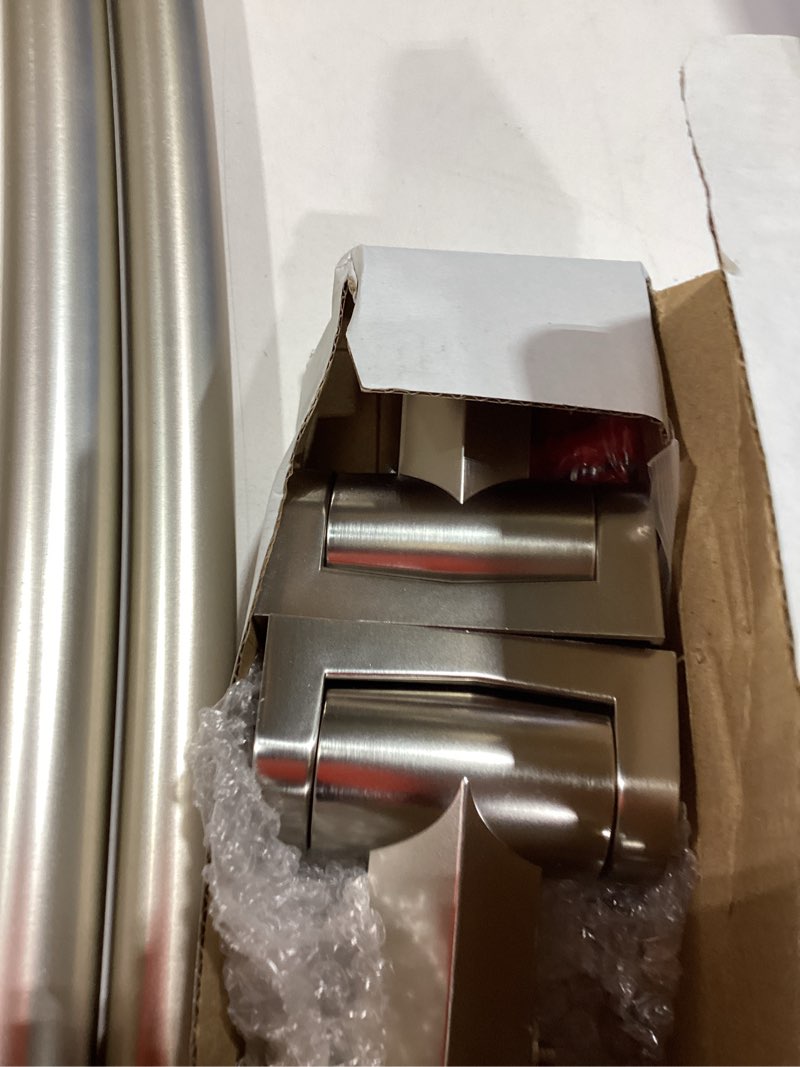 Condition photo showing Good Condition for brushed nickel curved shower rod sku no.: jmcr-cn-ch meas: 4.72x2.36x39.37 inch