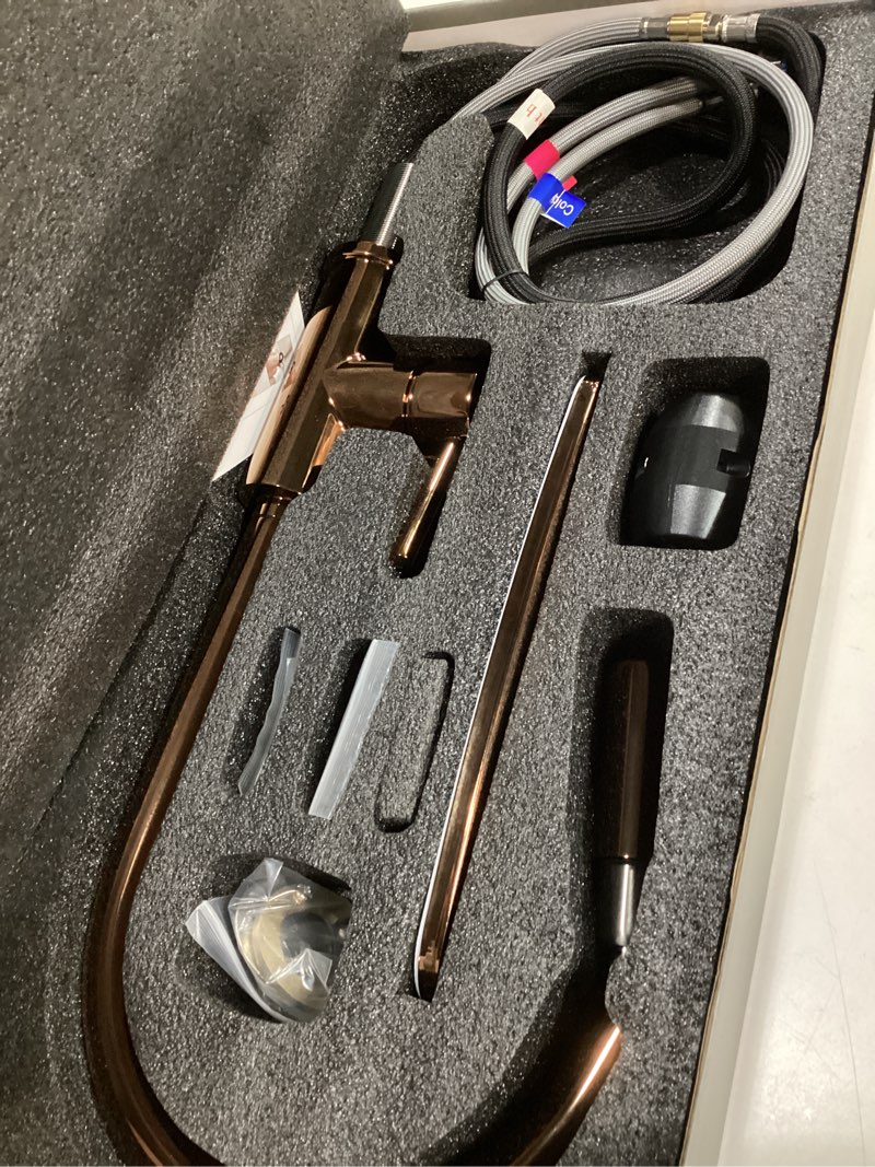 Condition photo showing Good Condition for rulia kitchen faucet, kitchen sink faucet, sink faucet, pull-down kitchen faucets, bar kitchen faucet, copper rose gold, metal spray head, rb1025