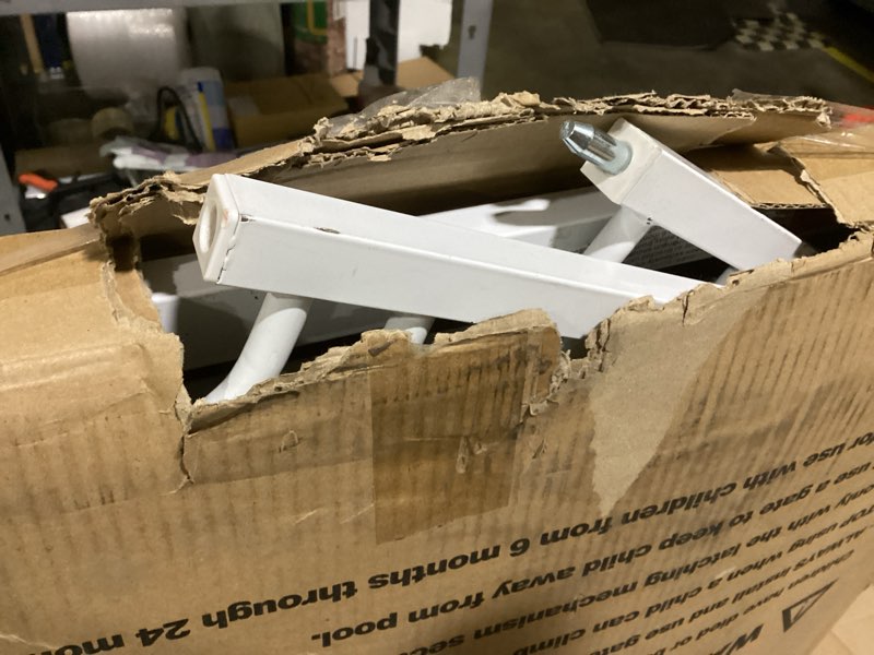 Condition photo showing As Is for ALLAIBB Extra Wide Pressure Mount Baby Gate Auto Close White Metal Child Dog Pet Safety Gates with Walk Through for Stairs,Doorways,Kitchen and Living Room Suit for 57.48-62.20inch White 57.48-62.20"/146-158cm