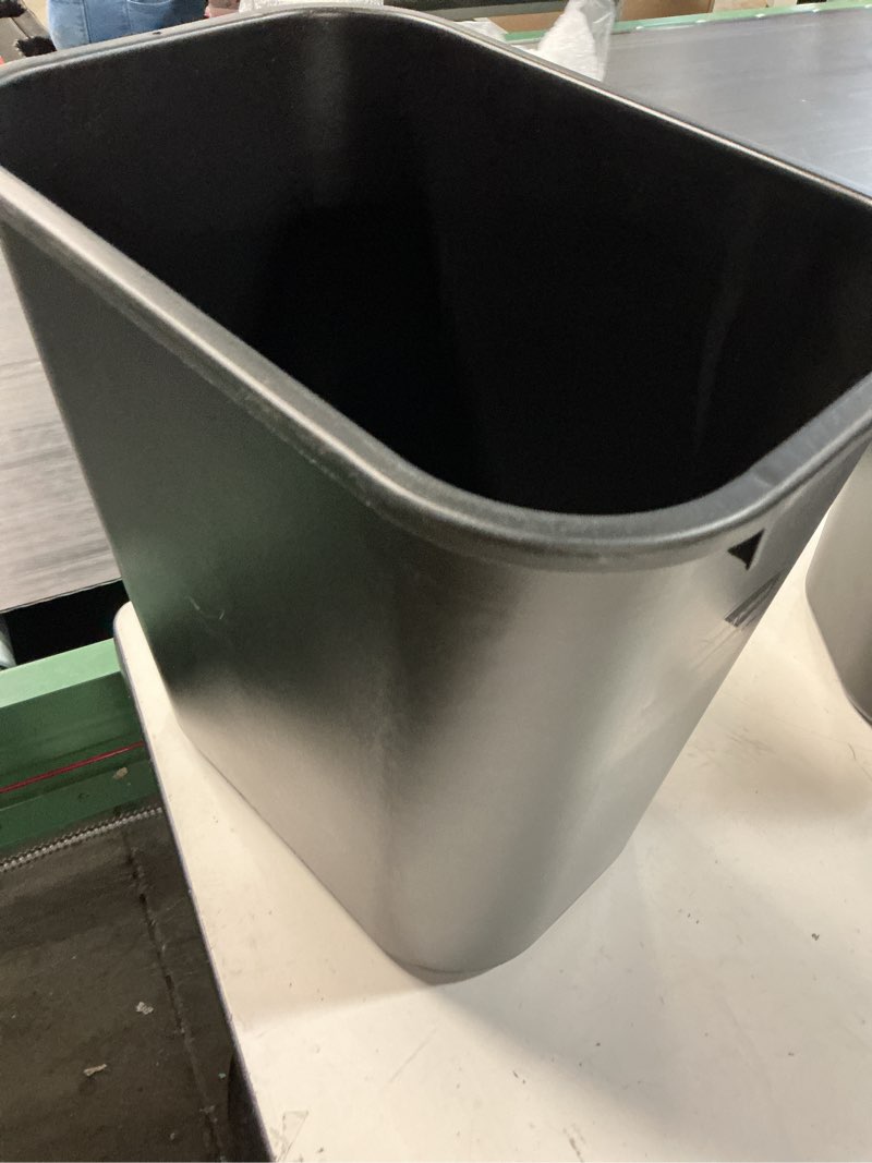 Condition photo showing New/Like New for rubbermaid commercial products resin wastebasket/trash can, 7-gallon/28-quart, black, plastic, for bedroom/bathroom/office, fits under desk/sink/cabinet 7 gallons black 1