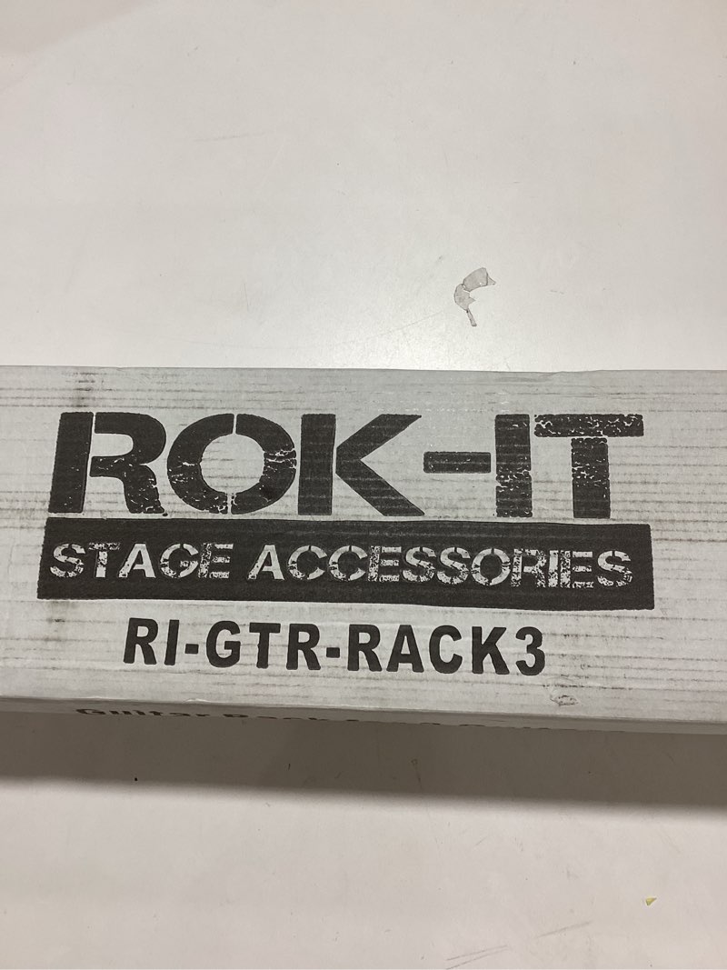 Condition photo showing New/Like New for Rok-It Collapsible Folding Guitar Rack Stand for 3 Guitars – Fits Acoustic, Electric, or Bass Guitars – Portable, Durable, Space-Saving Storage (RI-GTR-RACK3)