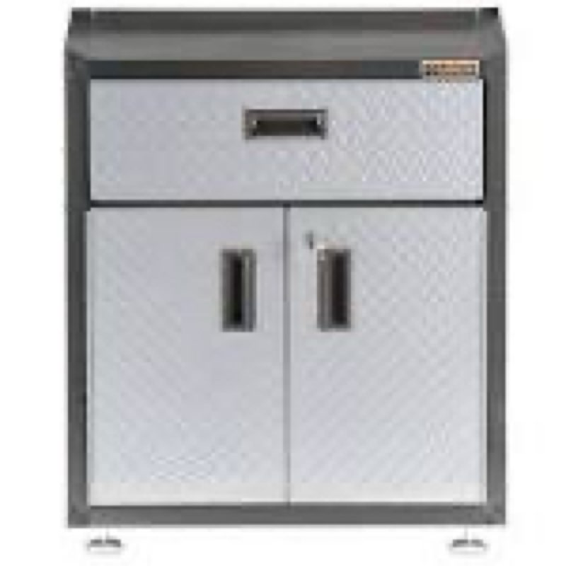 ready-to-assemble steel freestanding garage cabinet in silver tread (28 in. w x 31 in. h x 18 in. d)