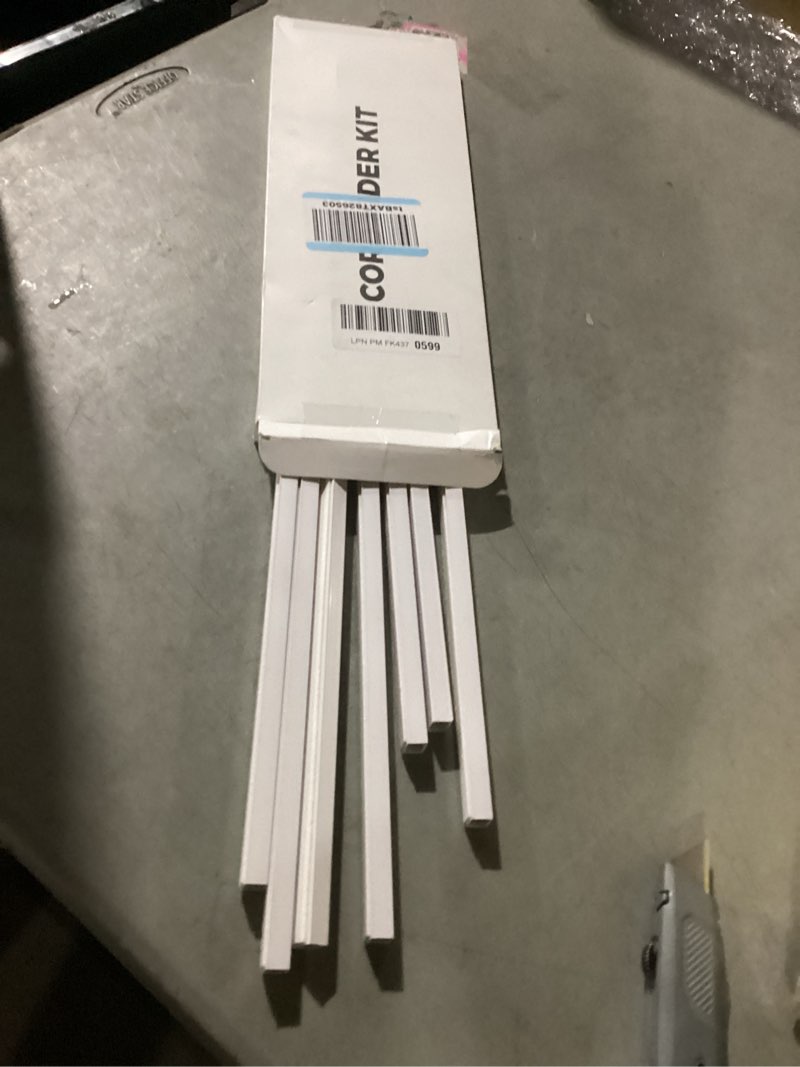 Condition photo showing As Is for yecaye cord hider, 113in one-cord cable concealer, cord covers for wires on wall, easy install cable management kit for 2 small wires, cables raceway home office, w0.59in h0.4in, white small white