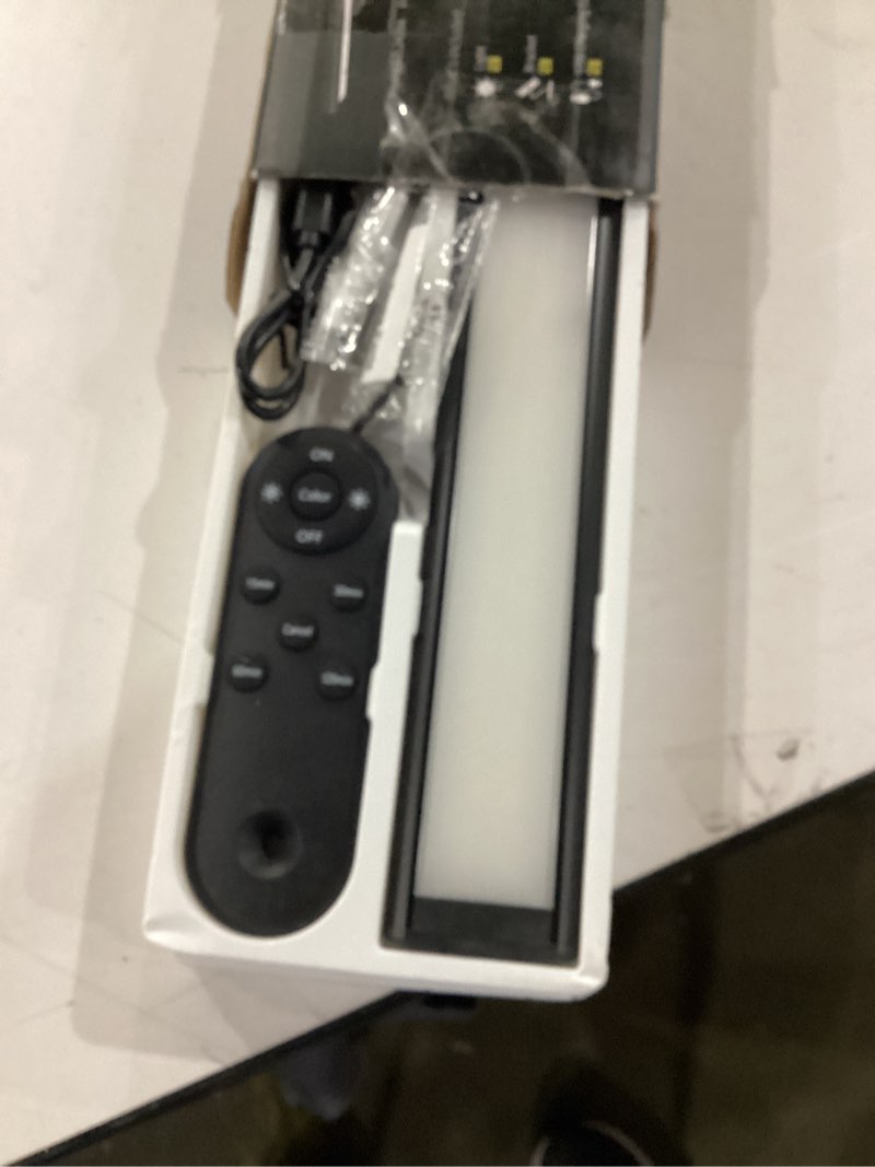 Condition photo showing New/Like New for EZVALO Picture Light for Wall, 16'' Black Rechargeable 4800mAh Battery Lights Wireless Remote, Dimmable Magnetic LED Art Painting Light with 3 Color Temperatures, Display for Gallery, Living Room(2P) Black 2Pack-16in