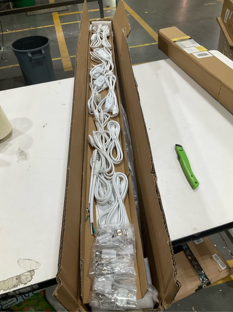 Condition photo showing Good Condition for (4 pack) 4ft t5 led shop light,6500k,20w,2300lm(super bright white) linkable led integrated fixture,garage ceiling and cabinet light,strip light,corded electric with on/off switch