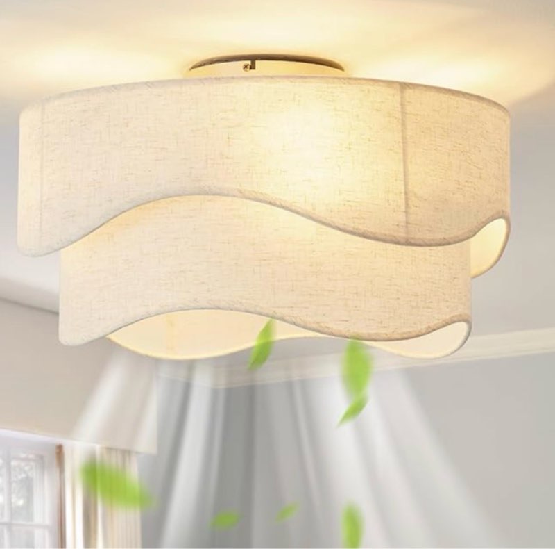 Flush Mount Ceiling Fan with Lights, 20" Low Profile Boho Ceiling Fan with Light Remote Control, Caged with 6 Speeds for Bedroom, Nursery, Living Room