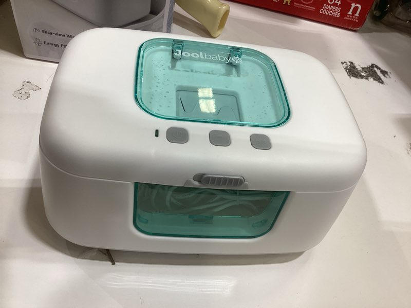 Condition photo showing As Is for Jool Baby TinyBums Baby Wipe Warmer & Dispenser with LED Changing Light & On/Off Switch (Aqua)