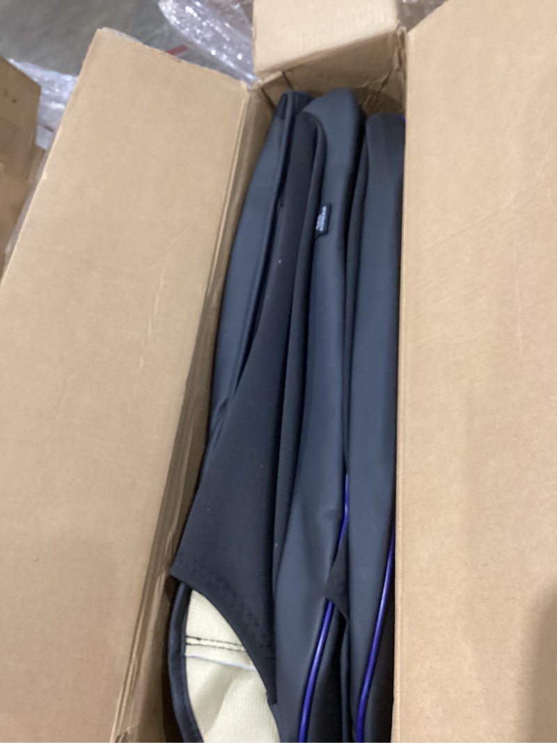 Condition photo showing Good Condition for huidasource seat covers full set, leather seat cover universal fit for most cars sedans suvs trucks, airbag compatible, cup holder access, easy install, wipes clean, wear-resistant, black&blue