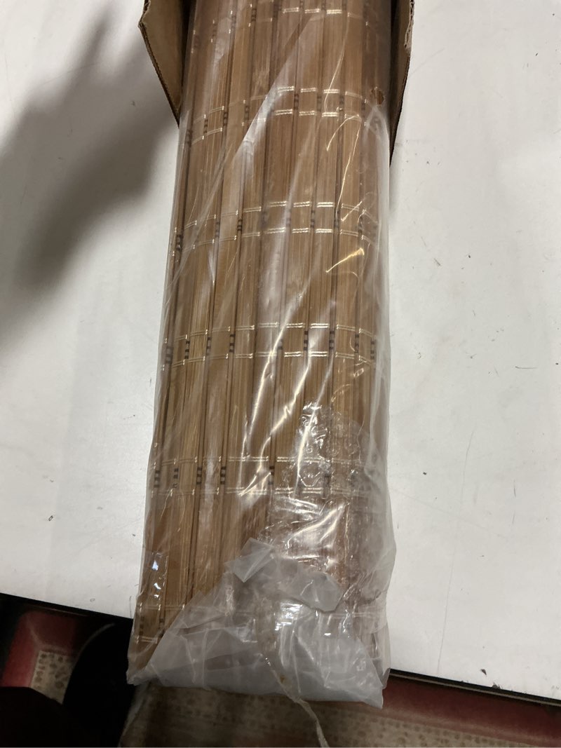 Condition photo showing New/Like New for LazBlinds No Tools No Drill Cordless Bamboo Roman Shades, Light Filtering Window Treatment, Roll Up Bamboo Blinds for Window 34'' W x 64'' H, Brown