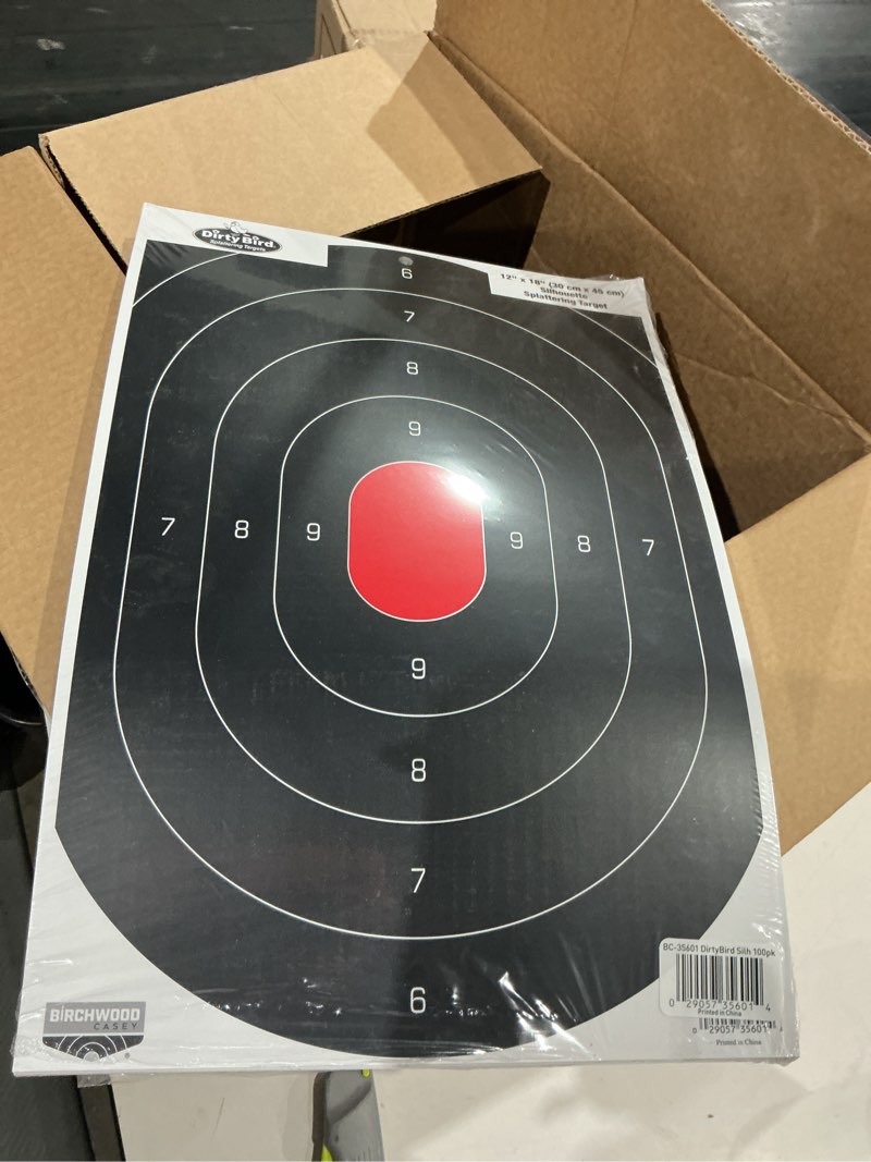 Condition photo showing New/Like New for birchwood casey dirty bird 12" x 18" paper silhouette shooting targets 50 12"x18" sil 50pk