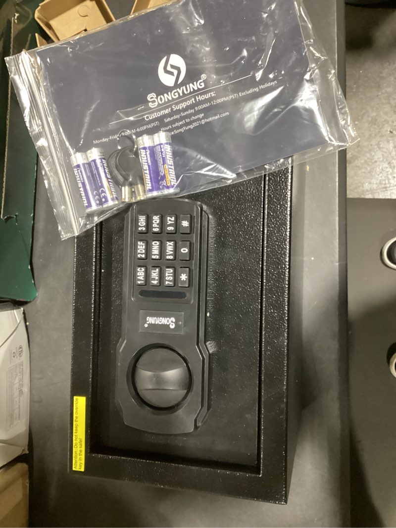 Condition photo showing New/Like New for SongYung Fire Resistant Safe Box with Fireproof Waterproof Bag and Sensor Light,0.4 Cubic Feet Money Safe with Emergency External Power Supply,Electronic Digital Security Safe