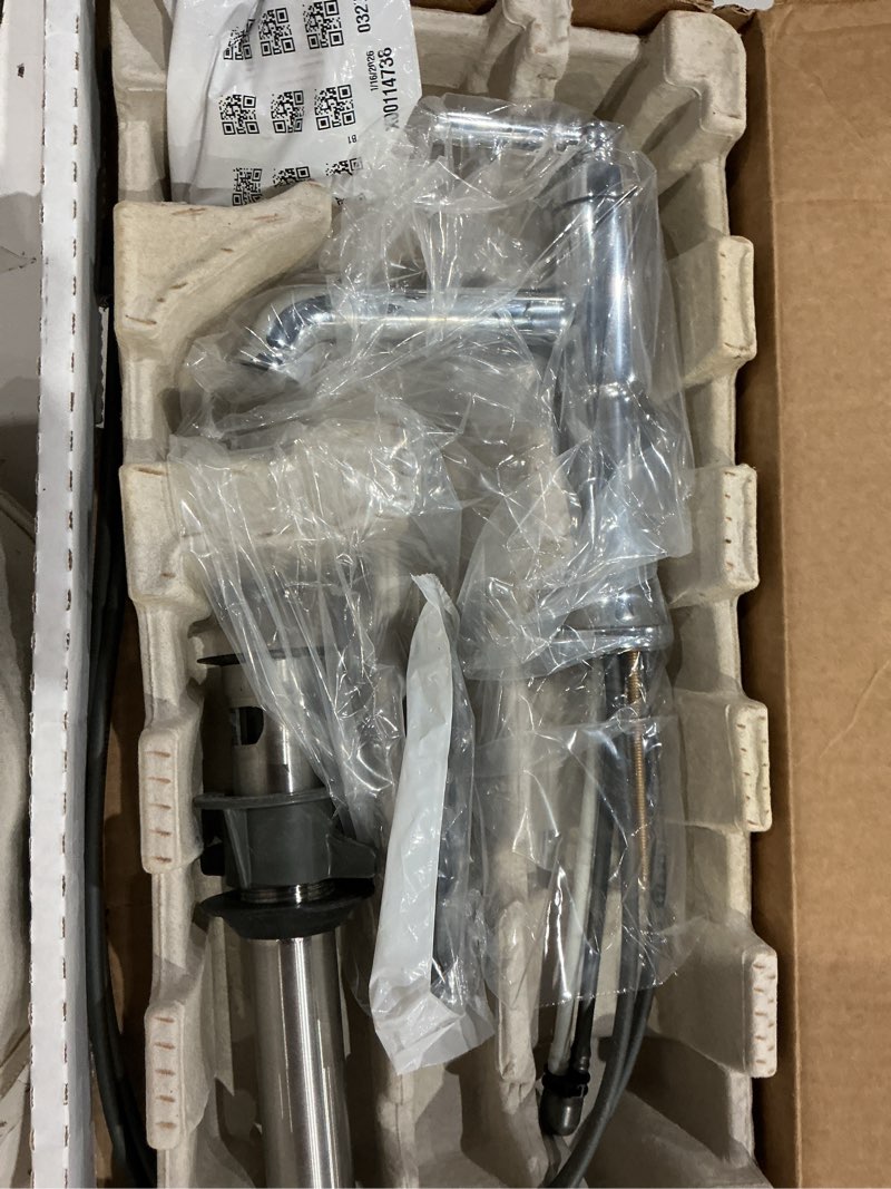 Condition photo showing Good Condition for similar to not exact delta nicoli brushed nickel bathroom faucet 1 hole, single hole bathroom sink faucet for vanity, push-pop drain assembly, stainless 15849lf-ss