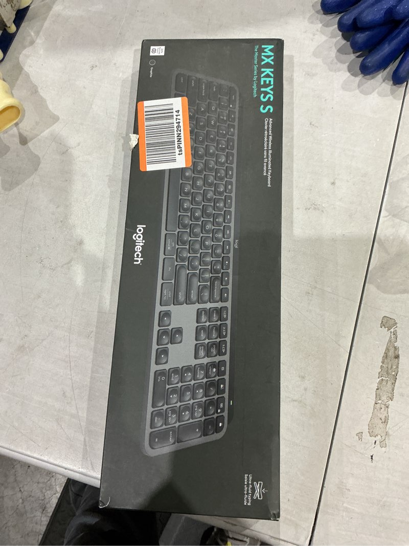 Condition photo showing As Is for logitech mx keys s wireless keyboard, low profile, fluid precise quiet typing, programmable keys, backlighting, bluetooth, usb c rechargeable, for windows pc, linux, chrome, mac - graphite mx keys s graphite