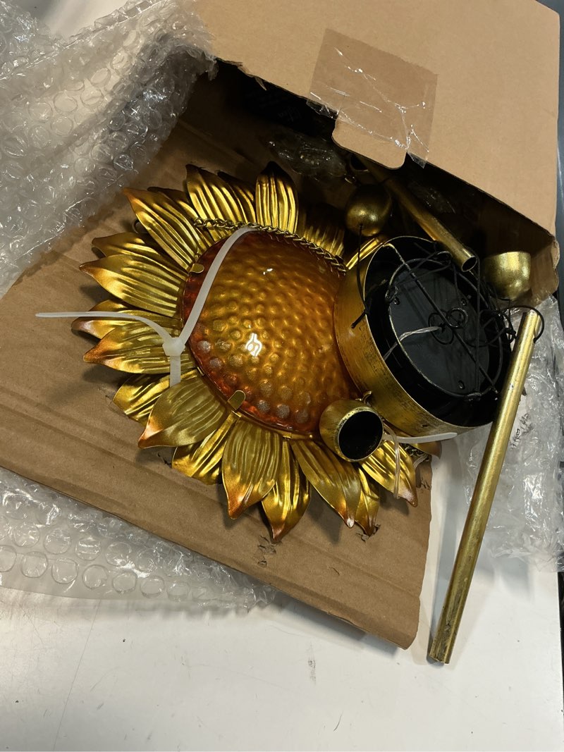 Condition photo showing Good Condition for loveruis sunflower solar wind chimes-solar lights outdoor with wind chimes, sunflower for dad, garden decor for patio yard pathway, hanging solar lantern wind chimes