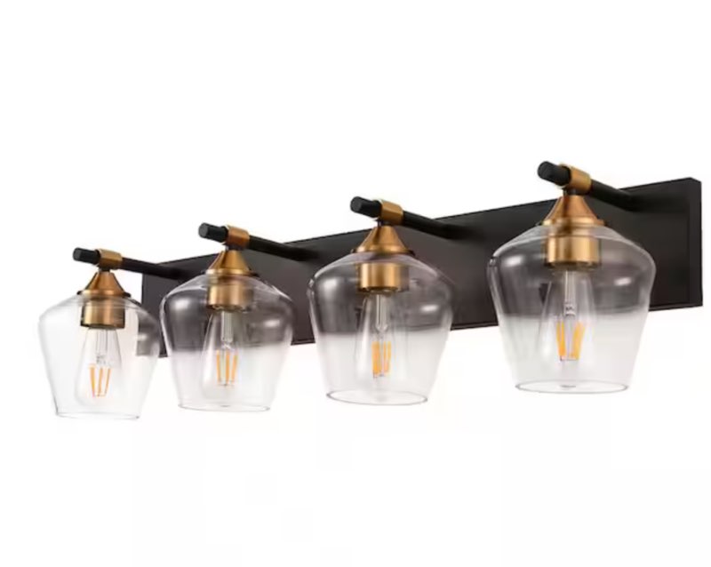 30 in. Industrial Vintage 4-Light for Bathroom Vanity Light with Clear Glass Shades