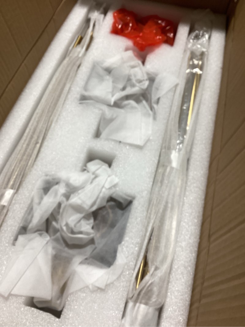 Condition photo showing As Is for 2-Light Modern Brushed Titanium Gold Wall Sconce with Clear Glass Crystal Luxury Wall Light Fixtures for Bedroom Living Room Bathroom Vanity Mirror Light Fixtures Set of 2