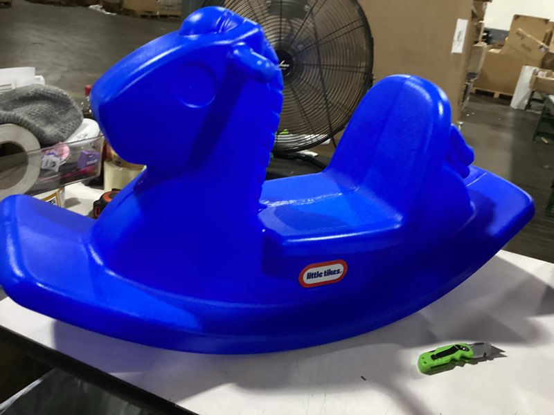 Condition photo showing New/Like New for little tikes outdoor & indoor balance rocking horse toddlers  girls boys  blue