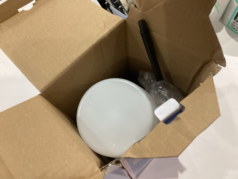 Condition photo showing As Is for energetic 5.42-in 1 light matte black integrated led modern/contemporary bathroom vanity light