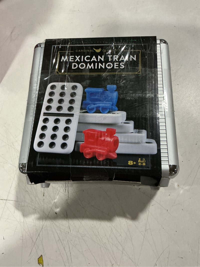 Condition photo showing Good Condition for spin master games, cardinal classics, mexican train dominoes set, ages 8 and up