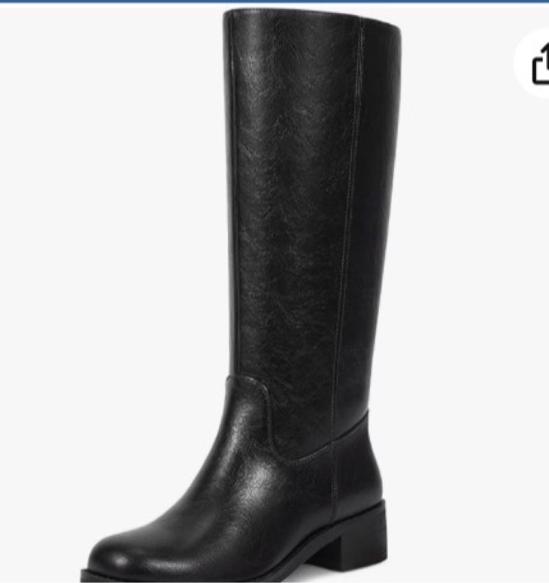 women's knee high boots chunky heel square toe tall boots for women low heel back zipper boots 6 color is black