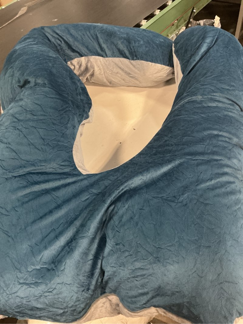 Condition photo showing As Is for 60 inch full body pregnancy pillows for sleeping cooling pregnancy pillow,u shaped pregnancy body pillow,maternity pillows for pregnant women with removable washable velvet cover.(light grey & blue)