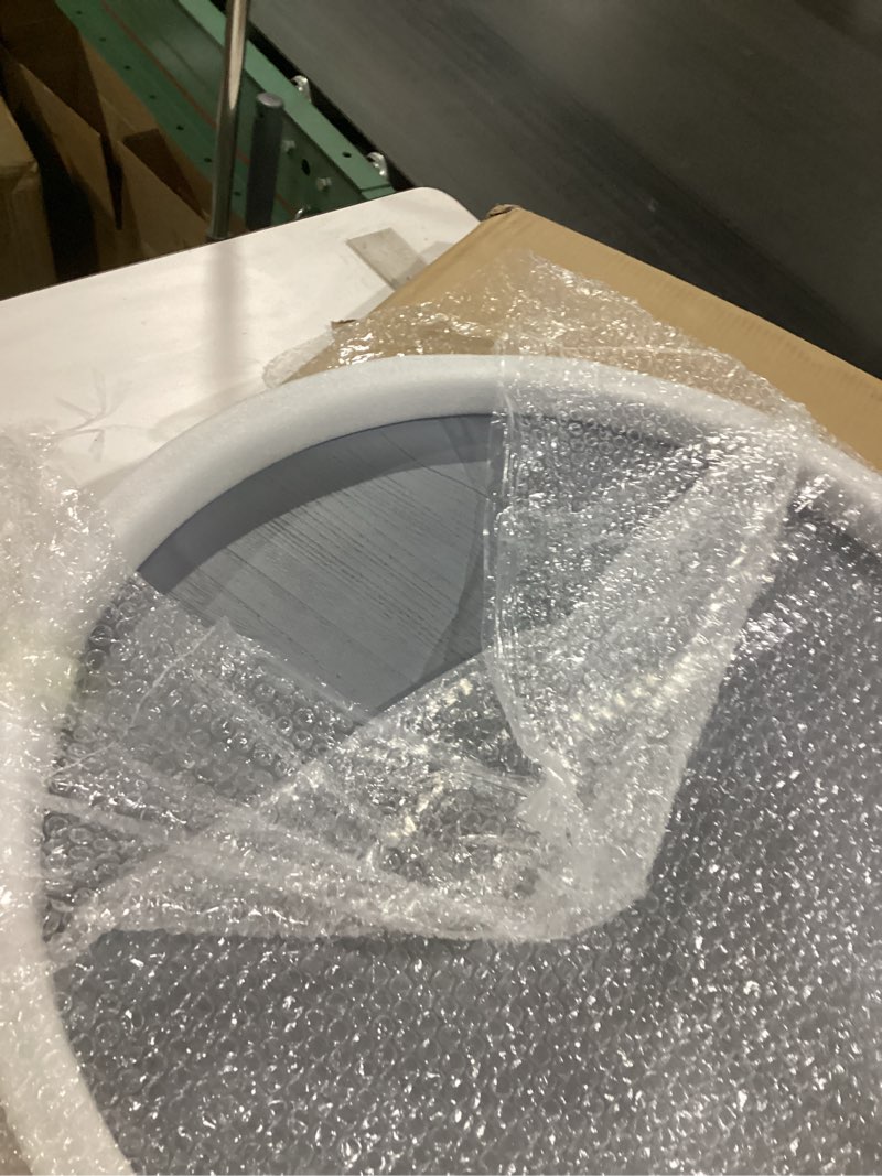 Condition photo showing New/Like New for Round Ottoman Table Tray Round-24 - Rustic Wooden Serving Tray for Farmhouse Decorative Oversized Coffee Table Trays Living Room Kitchen Counter Breakfast Grey 24" Gray