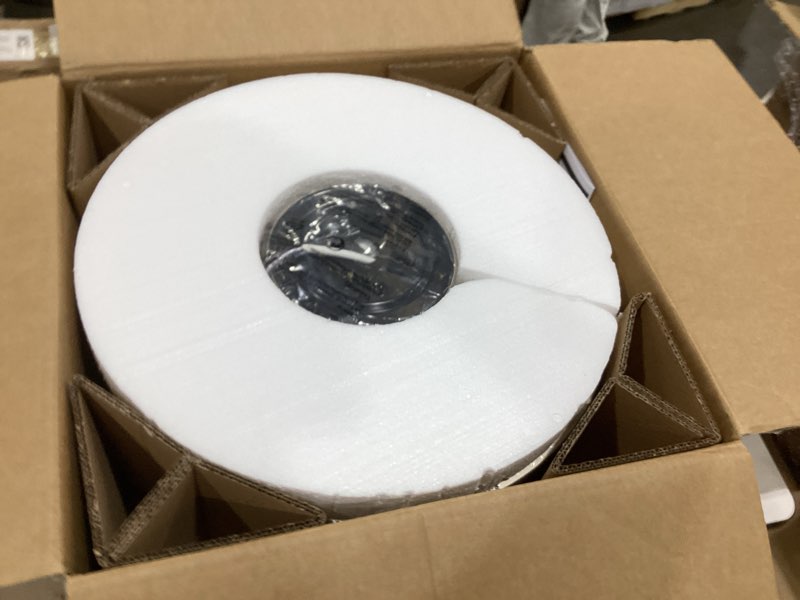 Condition photo showing As Is for Gold Flush Mount Boho Ceiling Fan with Lights, 20" Caged Rattan Ceiling Fans with Light and Remote, Enclosed with 6 Speeds for Living Room, Bedroom, Nursery