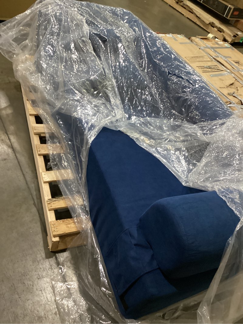 Condition photo showing Good Condition for pillows need cleaning ** otherwise great condition! 83'' boneless sofa in a box, 3-seater floor sofa no assembly corduroy couch for living room, cloud couch with 2 pillows & storage bag, memory foam small floor couches for office, navy blue navy blue 3-seaterwo