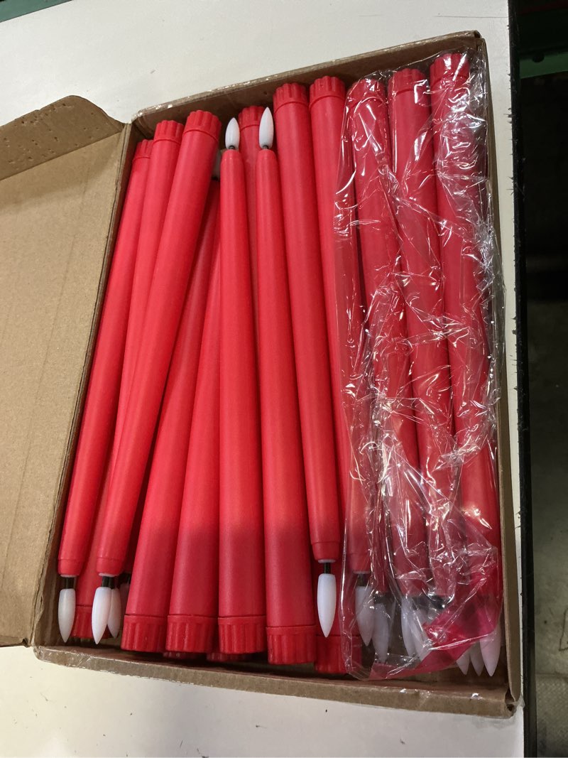Condition photo showing Good Condition for macarrie 24 packs flameless taper candles battery operated fake 11 inch long candlelight led flameless candlesticks flickering tapered for summer fall wedding(red)