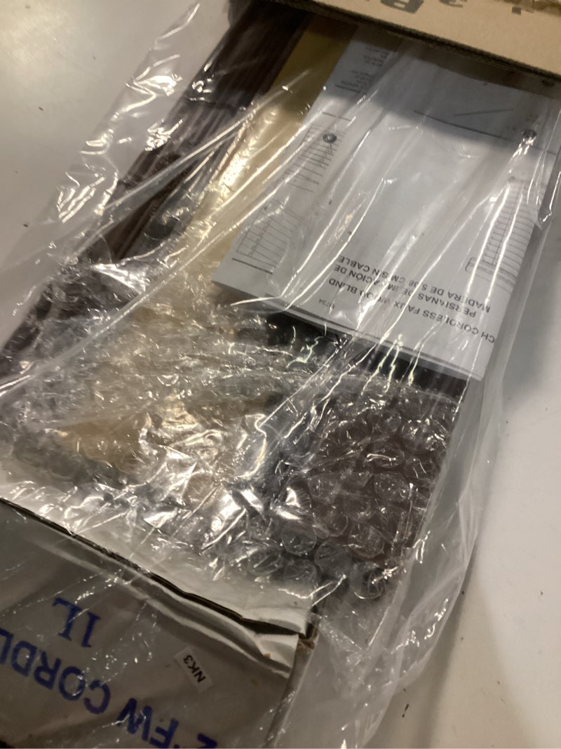 Condition photo showing New/Like New for Similar L-Shaped Slats 1-inch Faux Wood Horizontal Blinds Cordless Mini Blinds for Indoor Windows Privacy Protection Venetian Blinds for Bedroom Patio Kitchen Office Door,Light Coffee,Custom Size