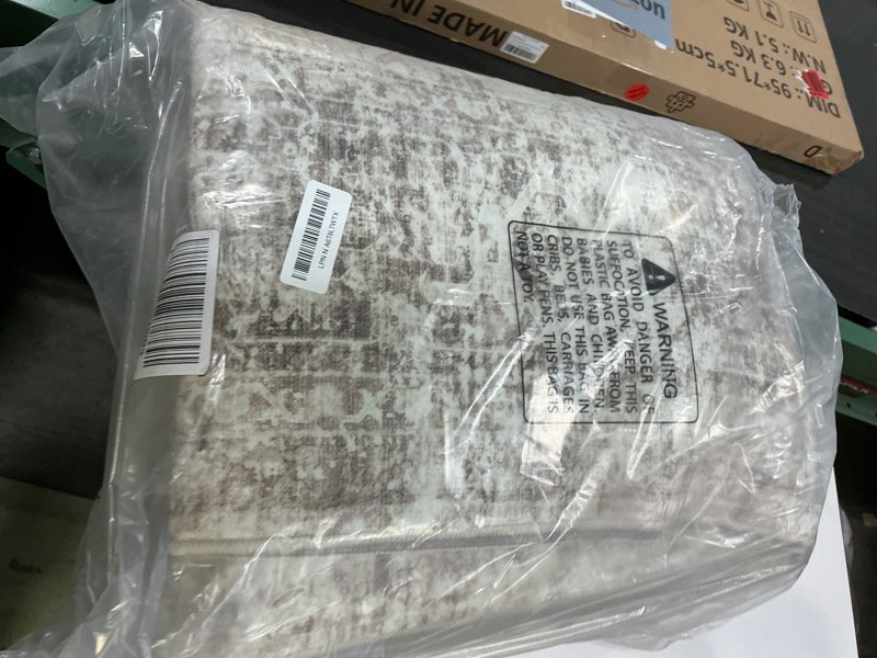 Condition photo showing New/Like New for Area Rug 8x10 Washable Rug, Vintage Boho Medallion Rugs Non-Slip Soft Low Pile Large Distressed Rug Indoor Retro Carpet for Living Room Bedroom Dining Room Home Office (Brown, 8'x10') Brown 8' x 10' (Rectangular)