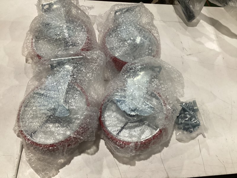 Condition photo showing Good Condition for w b d weibida heavy duty casters set of 4, 8 inch industrial locking caster wheels with 6000 lbs, no noise polyurethane wheel on steel hub swivel plate caster for tool cart, workbench(4 brake) 8 inch 4