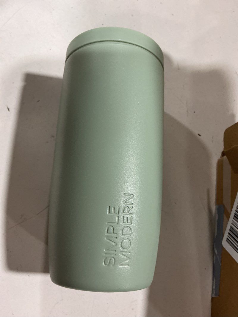 Condition photo showing Good Condition for simple modern travel coffee mug tumbler with 360° lid | ceramic-lined insulated stainless steel cold brew iced coffee cup | gifts for women men her him | voyager signature | 16oz | sea glass sage 16 ounces -sea glass sage