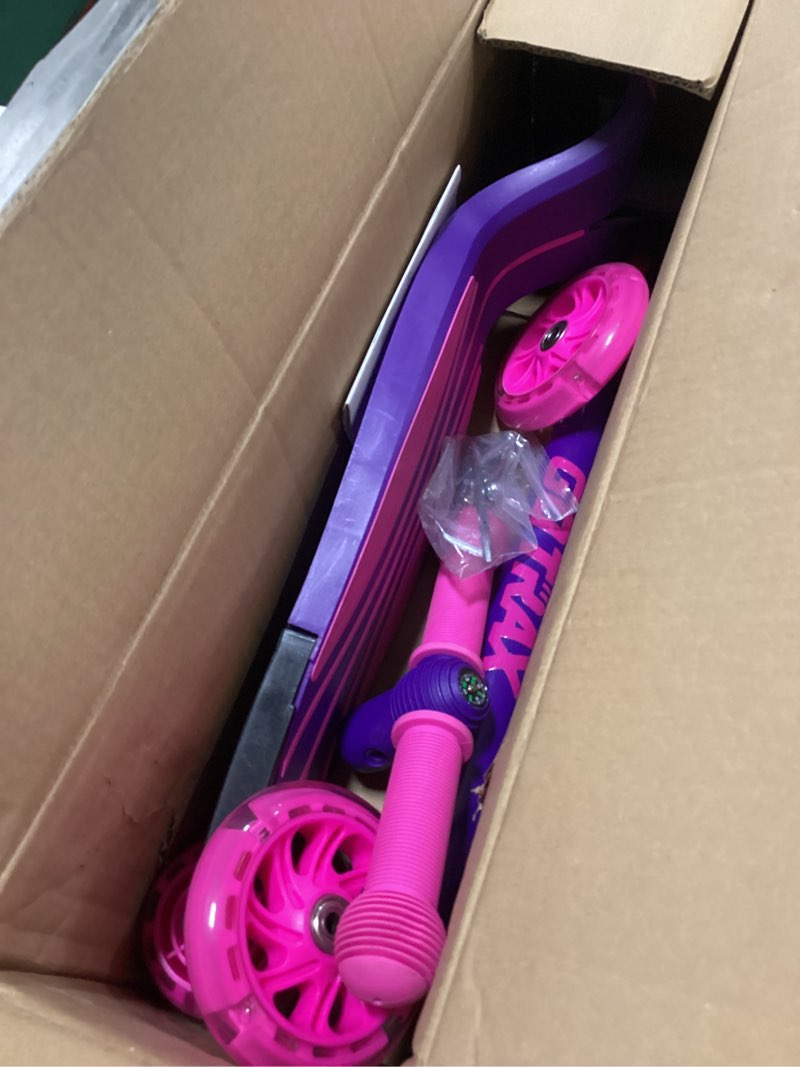 Condition photo showing Good Condition for Gotrax KS1 Kids Kick Scooter, LED Lighted Wheels and 3 Adjustable Height Handlebars, Lean-to-Steer & Widen Anti-Slip Deck, 3 Wheel Scooter for Boys & Girls Ages 2-8 and up to 110 Lbs Purple