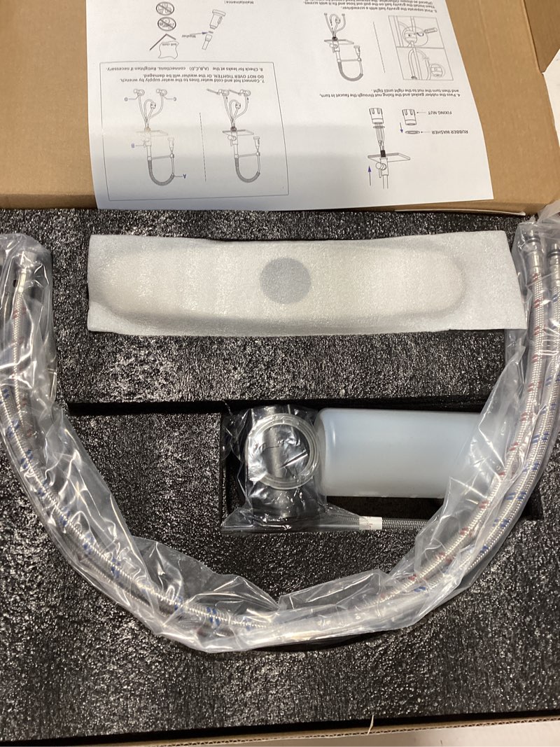 Condition photo showing New/Like New for kitchen sink faucet with soap dispenser, kitchen faucet with pull down sprayer stainless steel single handle high arc pull out brushed nickel faucet for bar laundry rv utility sink a - brushed nickel with soap dispenser