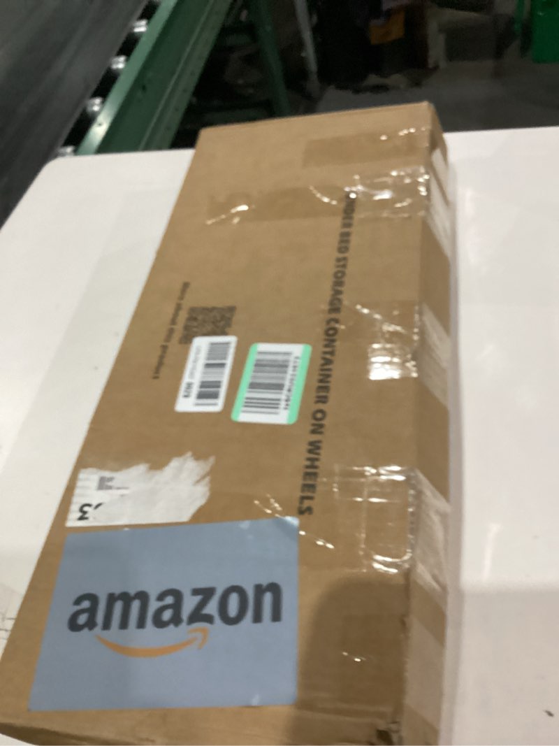 Condition photo showing As Is for Under Bed Storage with Wheels – XXL 65L Metal Frame Rolling Bin & Shoe Organizer, Large Container 31.5"x23.6" – Ideal for Toys, Bedding & Clothes (pack of 2)