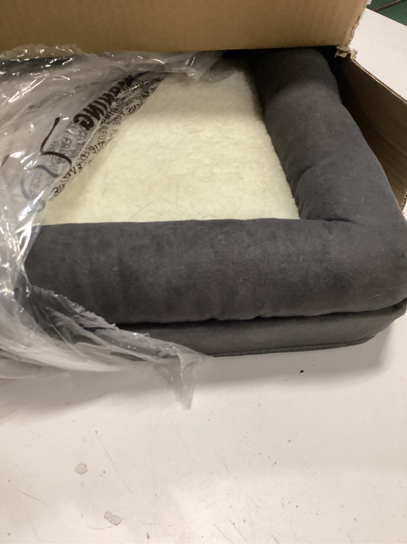 Condition photo showing As Is for New World Pet Products Cat Cube with Cat Bed Topper, 15.5L x 15.5W x 16.5H, Gray