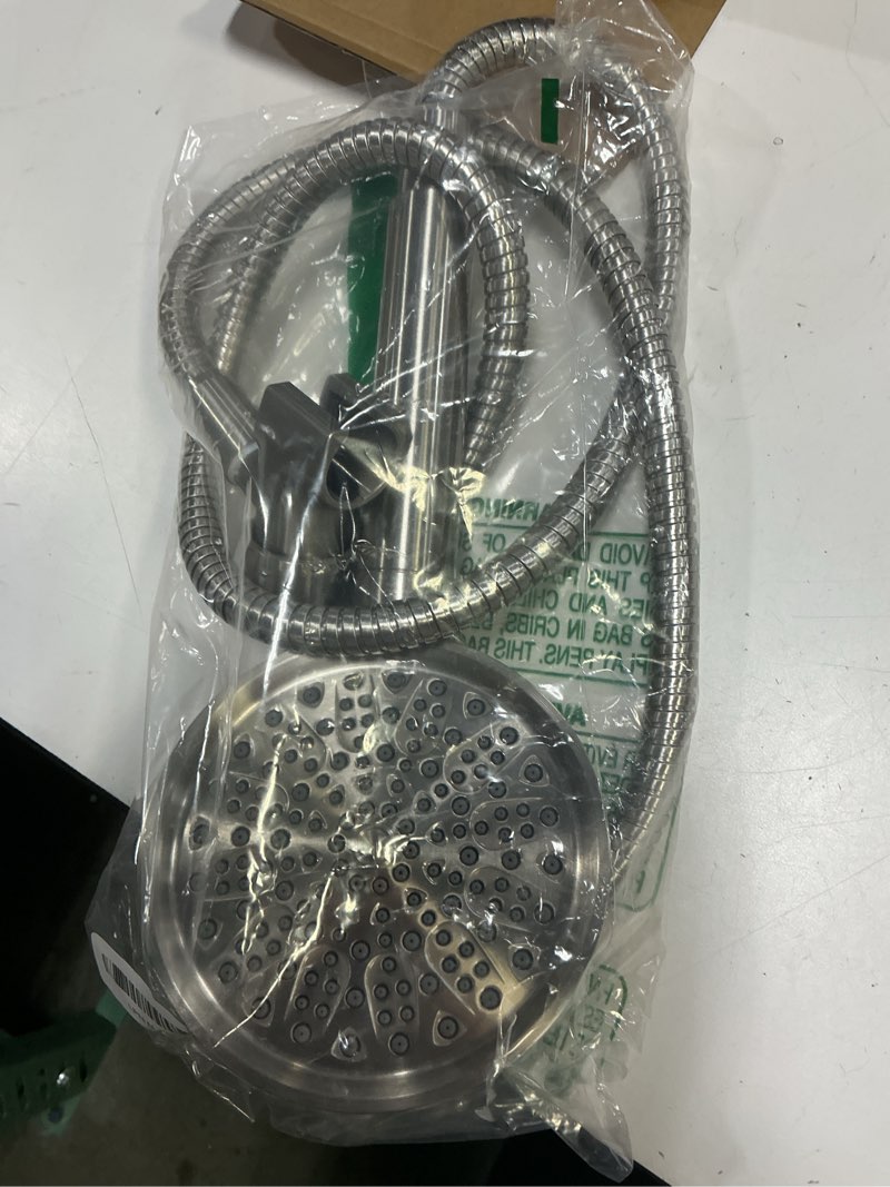 Condition photo showing As Is for cobbe handheld filtered shower head - filters >99% chlorine - advanced 2.0 carbon system - water softening beads for hard water - relieves dry, itchy skin - brushed nickel round 1. brushed nickel (2.0 carbon)