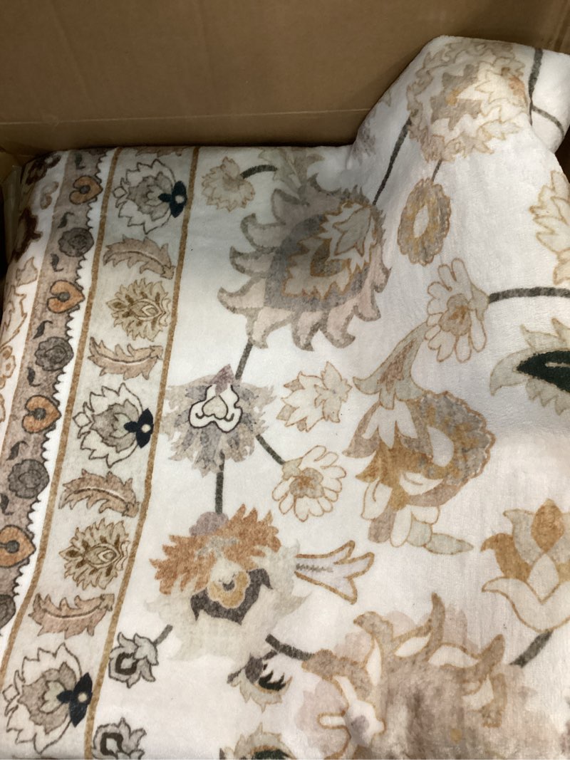 Condition photo showing Good Condition for 8x10 area rugs for living room: washable rug soft vintage boho carpet indoor floor non-slip stain resistant floral large carpets for bedroom dining room farmhouse nursery home office beige beige 8' x 10' (rectangular)