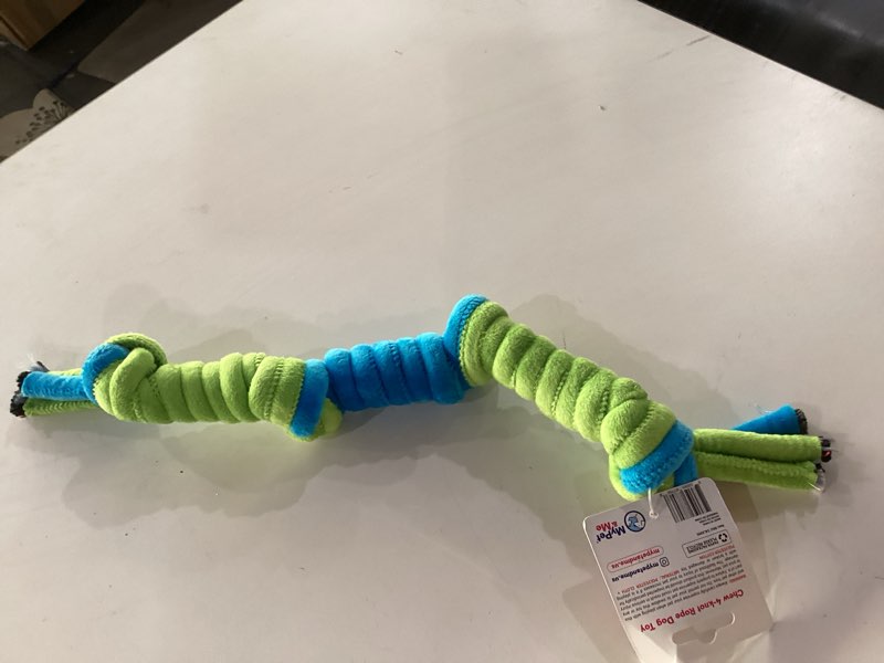 Condition photo showing As Is for My Pet & Me – 4-Knot Rope Dog Toy (21.6 Inch) – Durable Chew & Tug Toy for Medium & Large Dogs – Great for Tug of War, Dental Health, and Active Playtime 4-Knot Dog Rope Toy 21.6 Inch